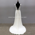 V Neck Modern Beautiful Flower Pattern Applique Elegant Wedding Dress Illusion Backless